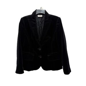 Akris Punto Blazer Women 10 Black Velvet Pinstripe Jacket Y2K Quite Luxury Swiss
